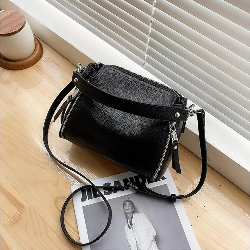 2023 New Genuine Leather Handbag Designers Women Messenger Bags Females Bucket Bag Leather Crossbody Shoulder Bag Handbag Bolsa