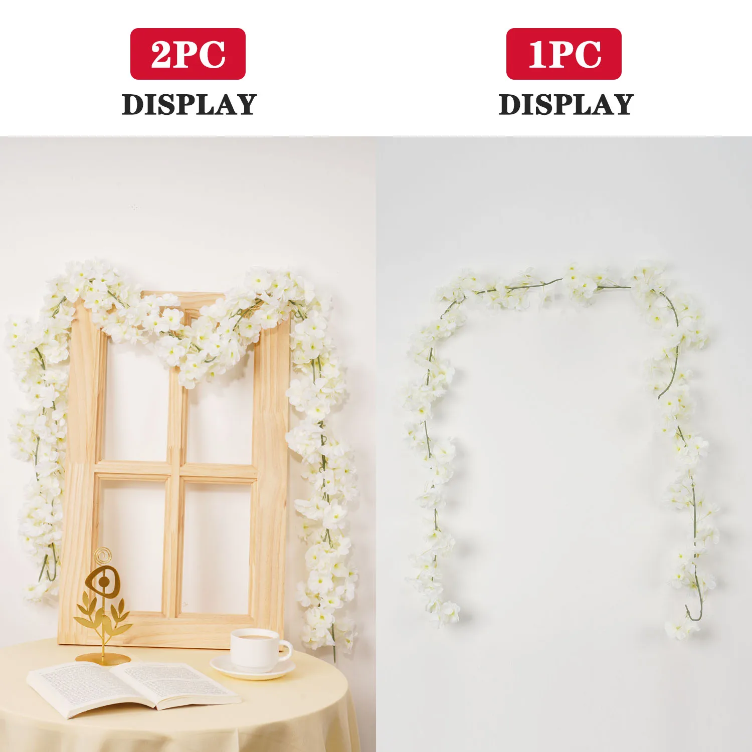 175cm White Cherry Blossom Sakura Garland Artificial Flowers Backdrop Party Wedding Valentine\'s Day Decoration Home Decor Bride