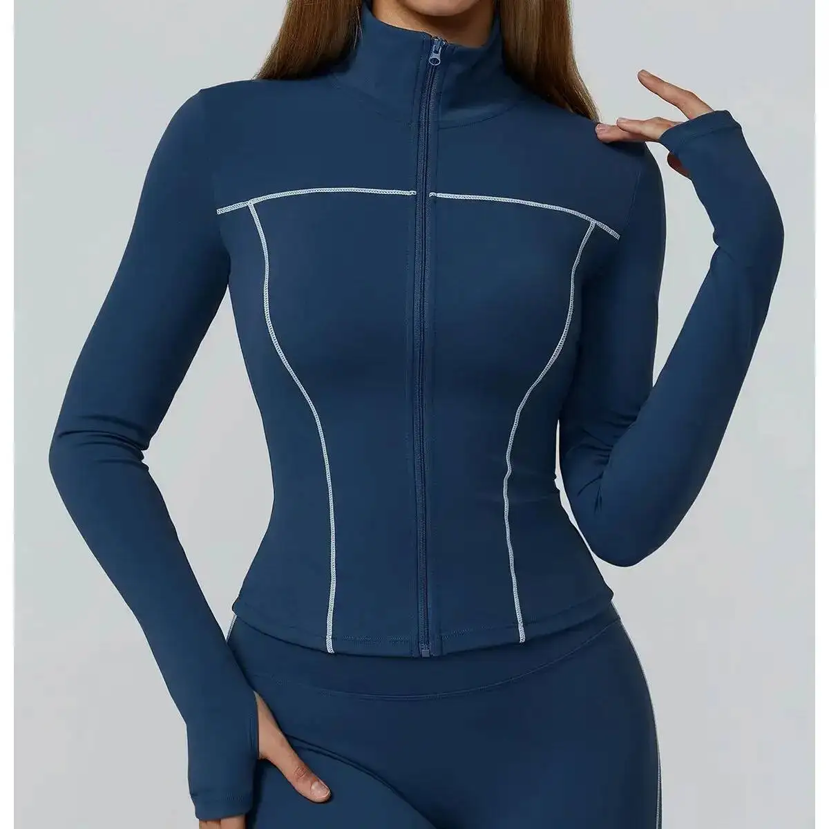

Quick Dry Stand Up Collar Fiess Jacket For Women S Slim Fit Zipper Yoga Wear Long Sleeve Windproof Outdoor Running Sports Tops