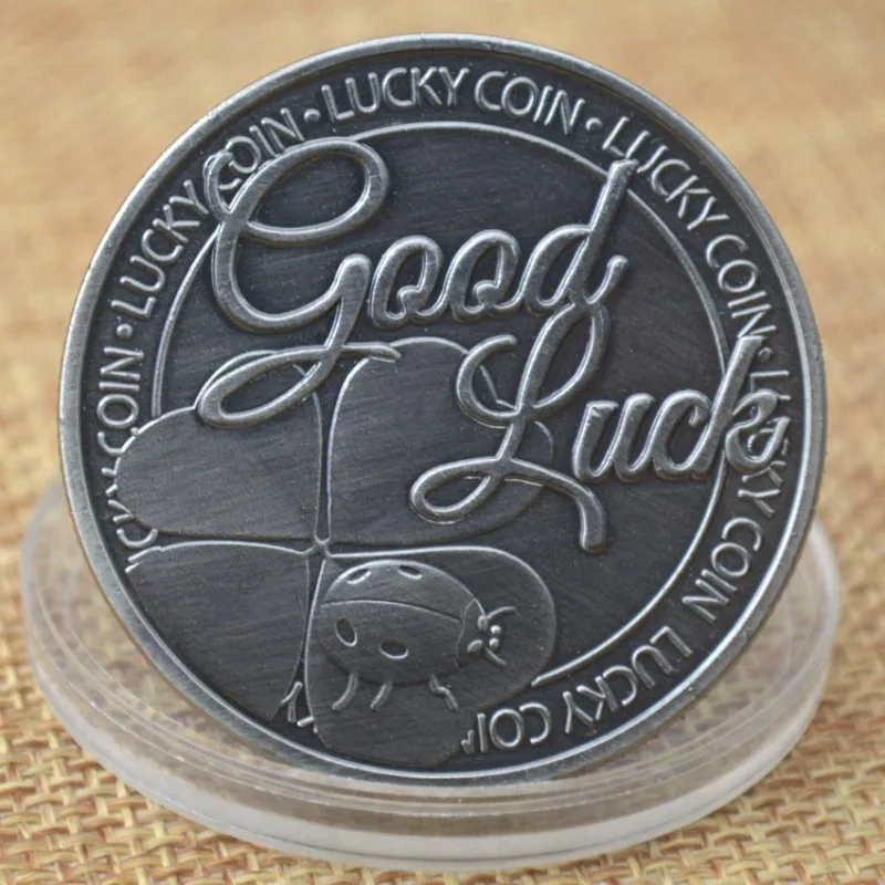 

Lucky Silver Commemorative Coin Four-Leaf Clover Good Luck Souvenir Gifts You Deserve All The Happiness In The World