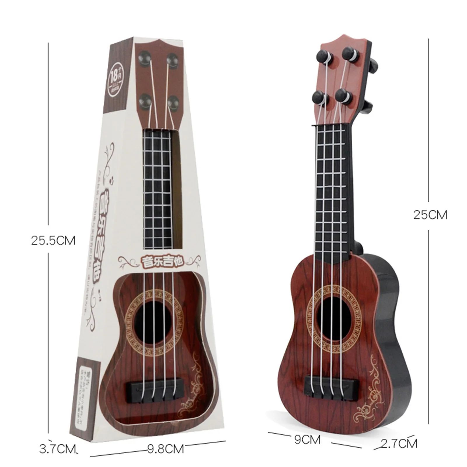 เด็กคลาสสิกเครื่องสายมินิคลาสสิกกีตาร์ Ukulele ของเล่นแบบพกพาน้ําหนักเบาปลอดภัย Party Supplies สําหรับเทศกาลจอแสดงผล