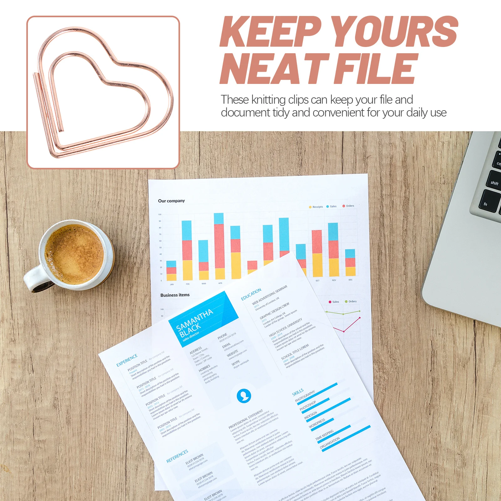 

24Pcs Heart Paper Clips Cute Creative Metal Paper Clamp for Office School Document Organizers Unique Decorative Clips