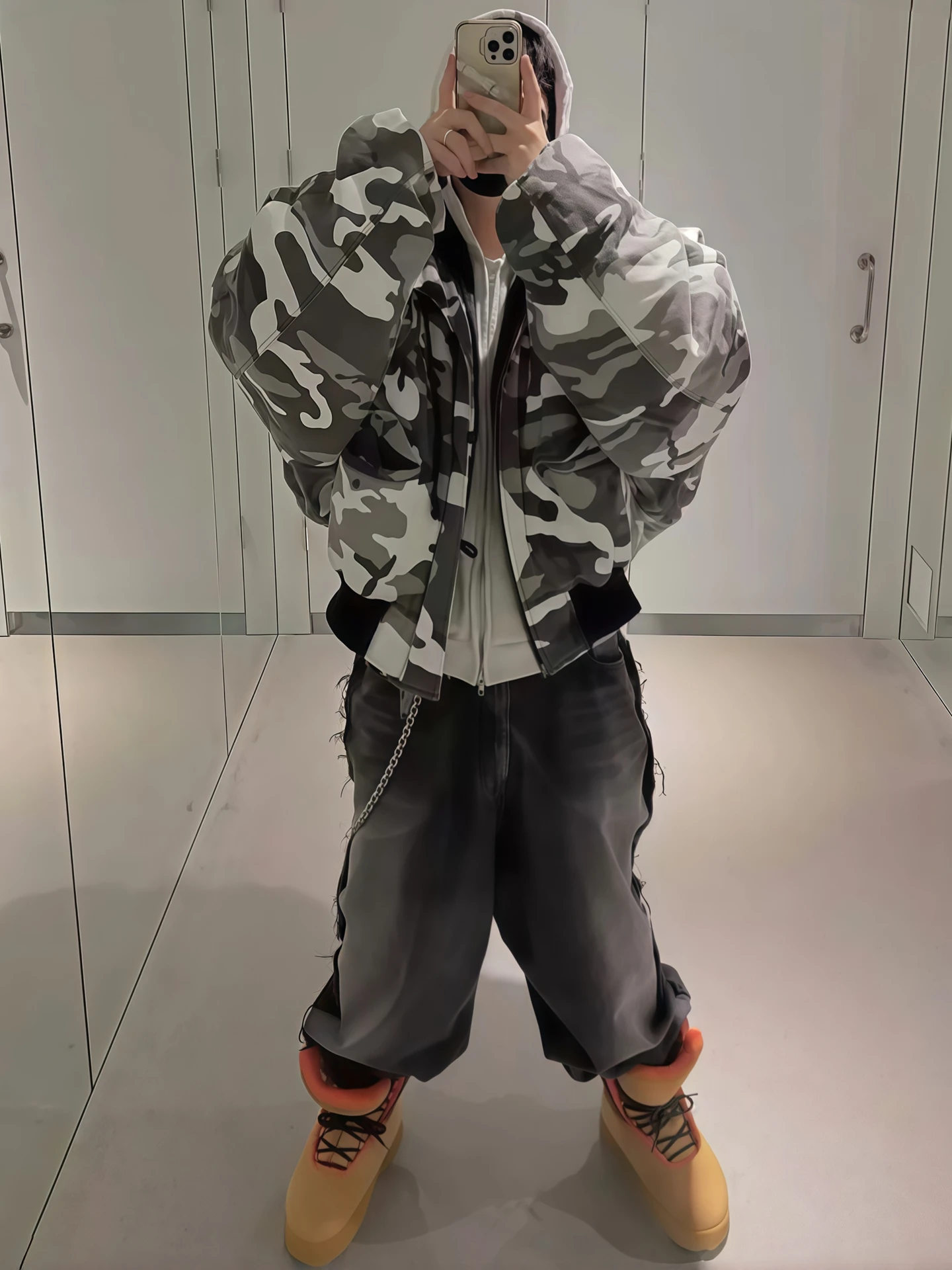 Ailz Project Winter Thickened Camouflage Hooded Jacket Men's Cotton Coat Couple Outwear American Style High Street Trend