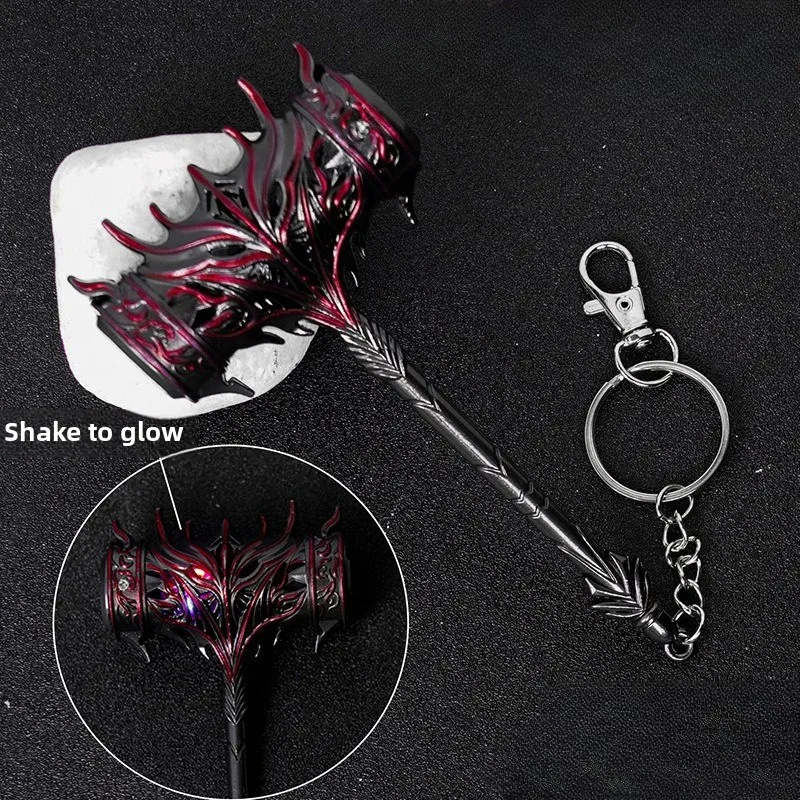 12cm/4.72in 게임 주변기기 Douluo 대륙 Haotian 망치 금속 무기 모델 합금 휴대용 장난감 키 체인 데스크탑 장식품