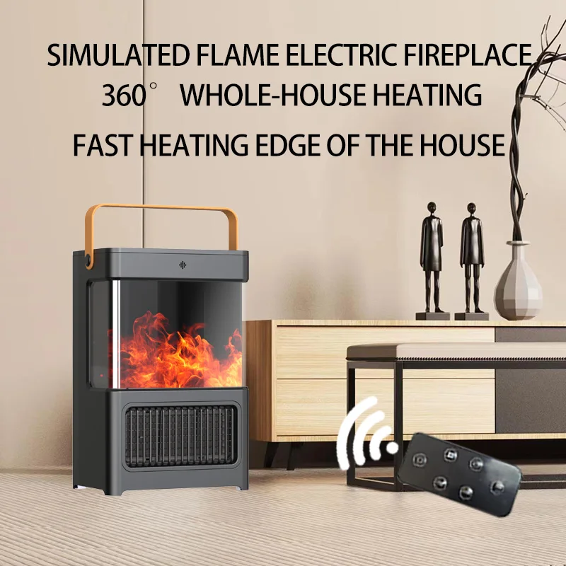 Living Room Electric Heater 3D Flame Simulation Warm Air Fan Fireplace Hood Decorative Fireplace for Home Heating