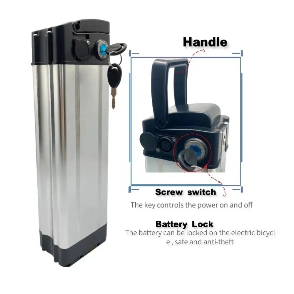 Originele 36/48/52V hoge kwaliteit 15/20Ah Silverfish e-bike accu, 500W, 750W, 1000W high power 18650 Li-ion accu