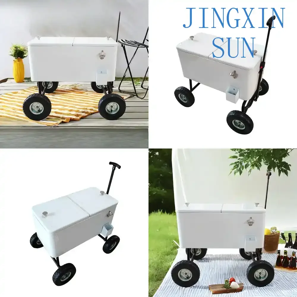 Carriage Model Ice Bucket Trailer Model Double Metal Ice Bucket Beer Bucket for Outdoor Camping for Cooler for Picnic for BBQ