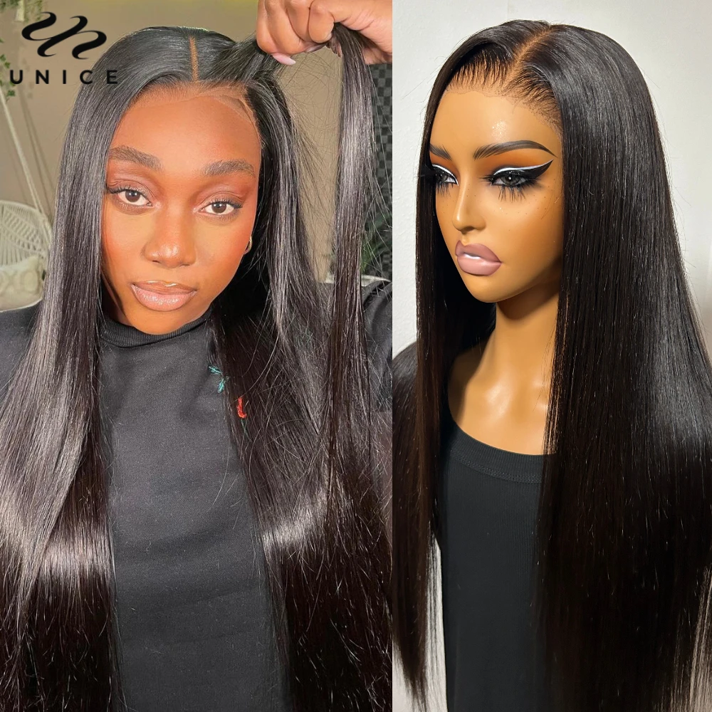 UNice Bye Bye Knots 7x5 Lace Straight Wig Pre Cut Pre Bleached Glueless Wig Human Hair Ready To Wear 150% Density 26Inch