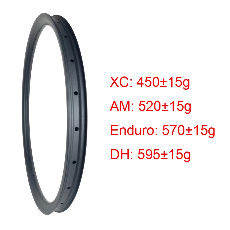 LIENGU Customizable XC 450g, AM 520g, Enduro 570g, DH 595g, MTB 29 Asymmetric Tubeless Carbon Rim 29er 41mm Width 25mm Profile