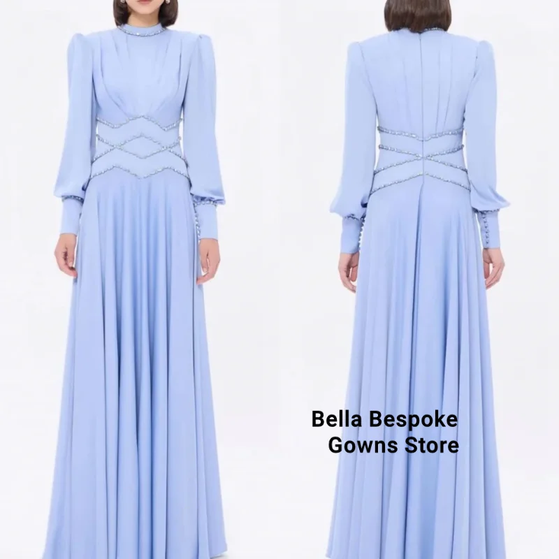 

Изысканные классические джерси на пуговицах со стразами, длинные платья трапециевидной формы с высоким воротником на заказ, платья для особых случаев, доступны размеры