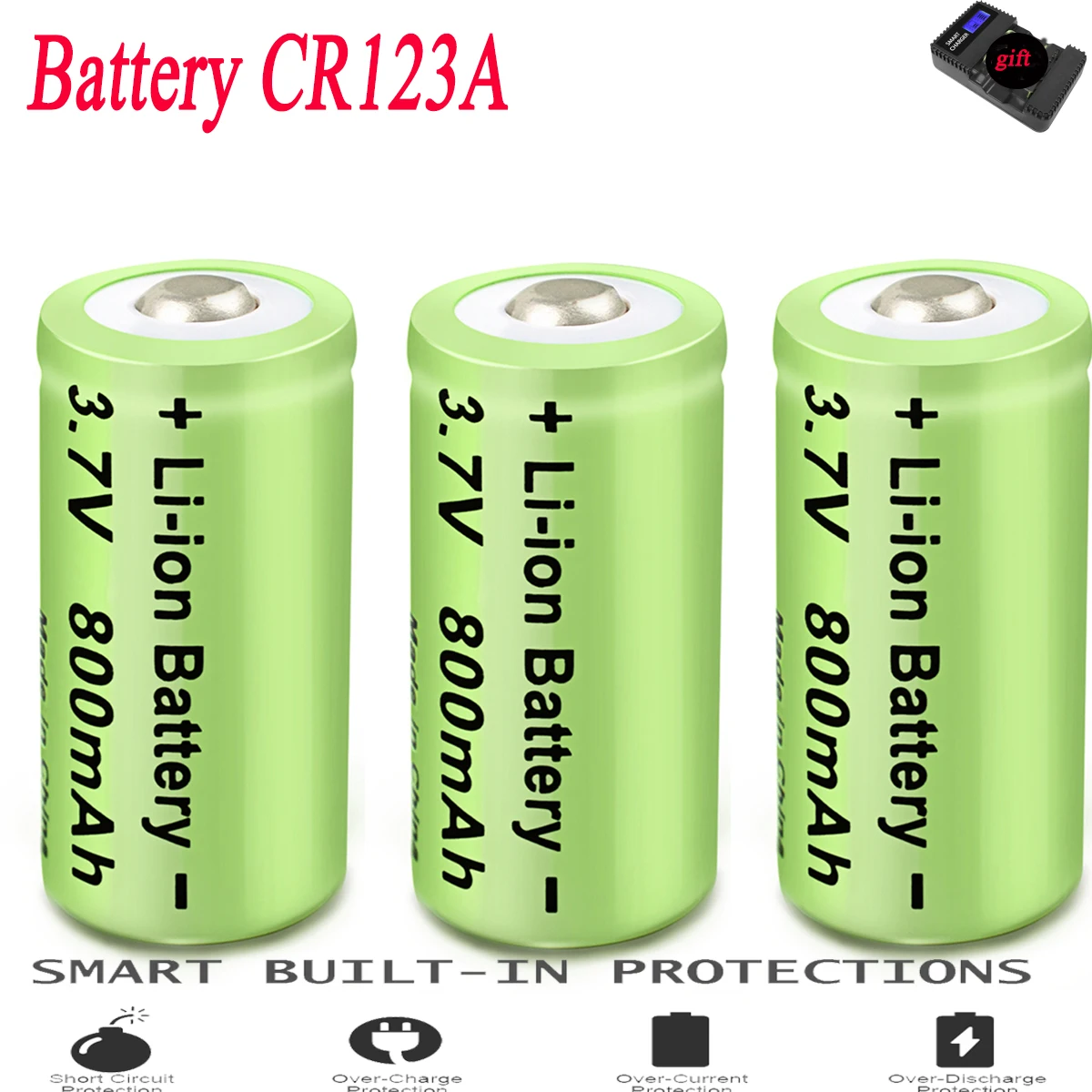 2800mAh Rechargeable 3.7V Li-ion 16340 Batteries CR123A Battery for LED Flashlight Travel Wall Charger 16340 CR123A Battery