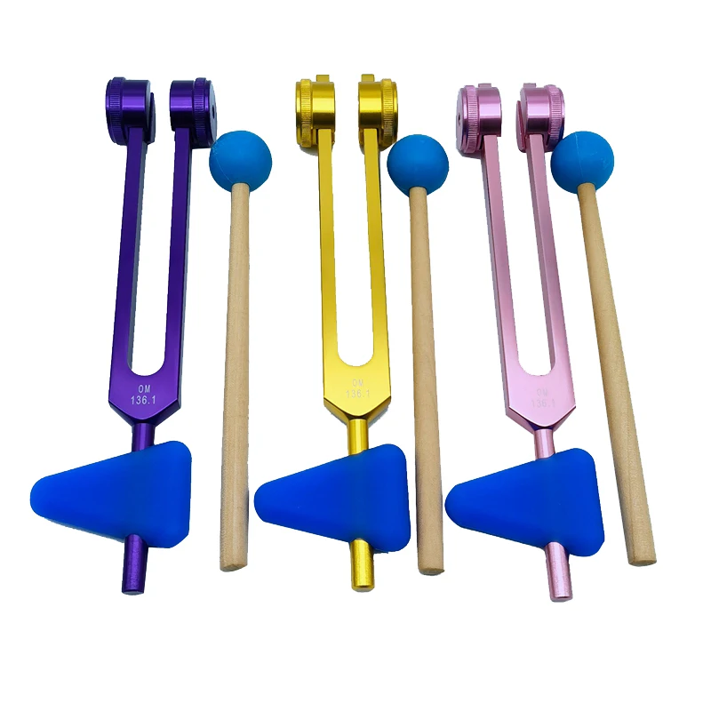 136.1 OM136.1 Aluminum Alloy Tuning Fork With Hammers For Healing Chakra, Sound Therapy, Reliever Stress