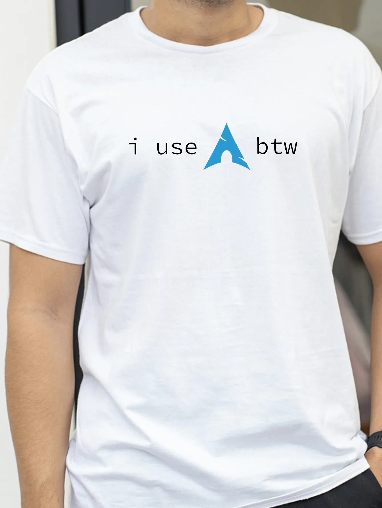 Arch Linux I Use Arch Btw T-Shirt Fashion Breathable Short Sleeve Tee Men Cotton Crewneck Humor Birthday Gift Tee