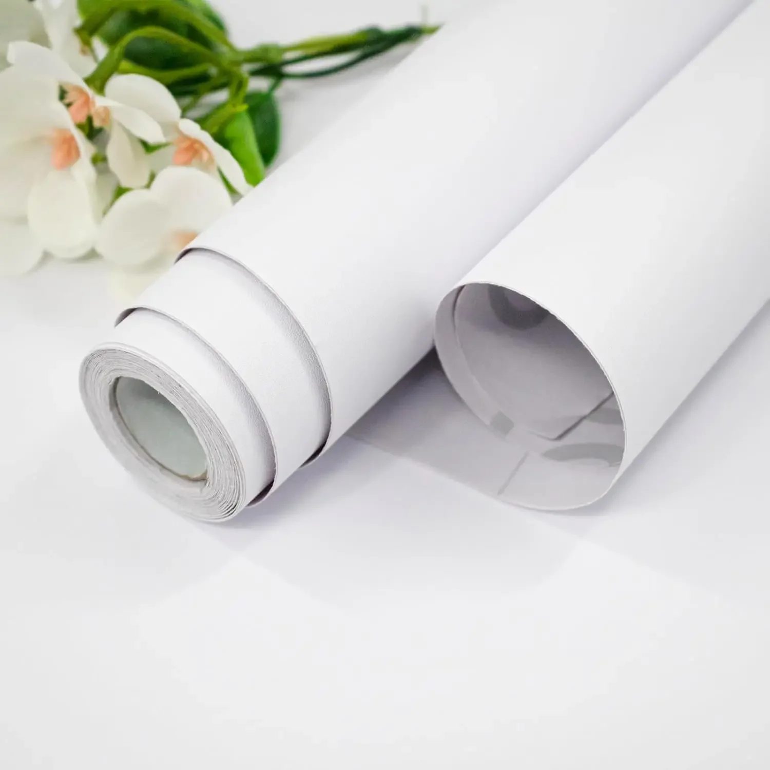 60cm Width Waterpoof Matte Wallpaper White Vinyl Self-Adhesive Stickers for Wall Furniture Livingroom Contact Paper Home Decor
