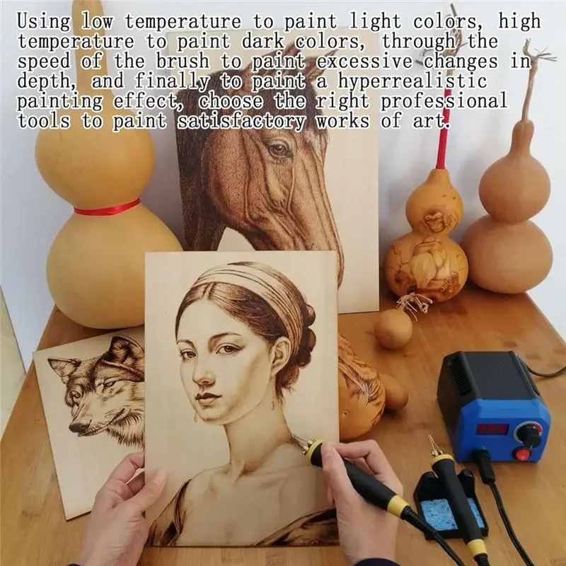 THIVN-Wood Burning Set Kit Wood Burning Tool, Digitally Adjustable Temperature Wood Burner Set Wood Burner Tool Kit US Plug
