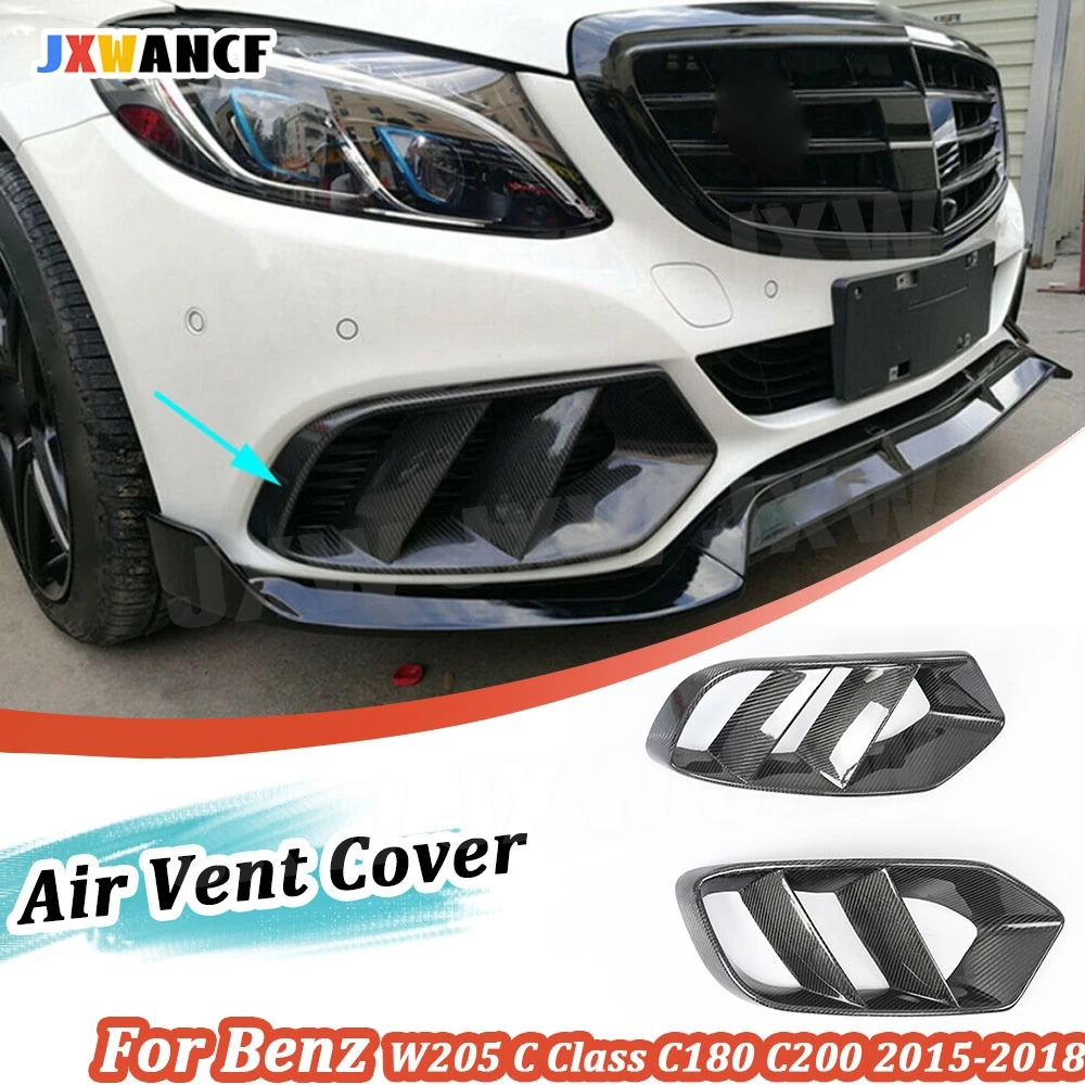 

JXWANCF Carbon Fiber FRP Front Bumper Air Vent Outlet Cover Trim Mesh Grill for Mercedes Benz W205 C Class C180 C200 2015-2018