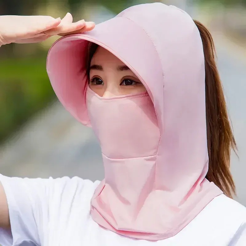 Letnia jazda na rowerze lodowy jedwab czapka z filtrem przeciwsłonecznym anty-uv kapelusz odporny na słońce miękka oddychająca pyłoszczelna damska zakrywająca duża czapka z okapami kapelusze przeciwsłoneczne