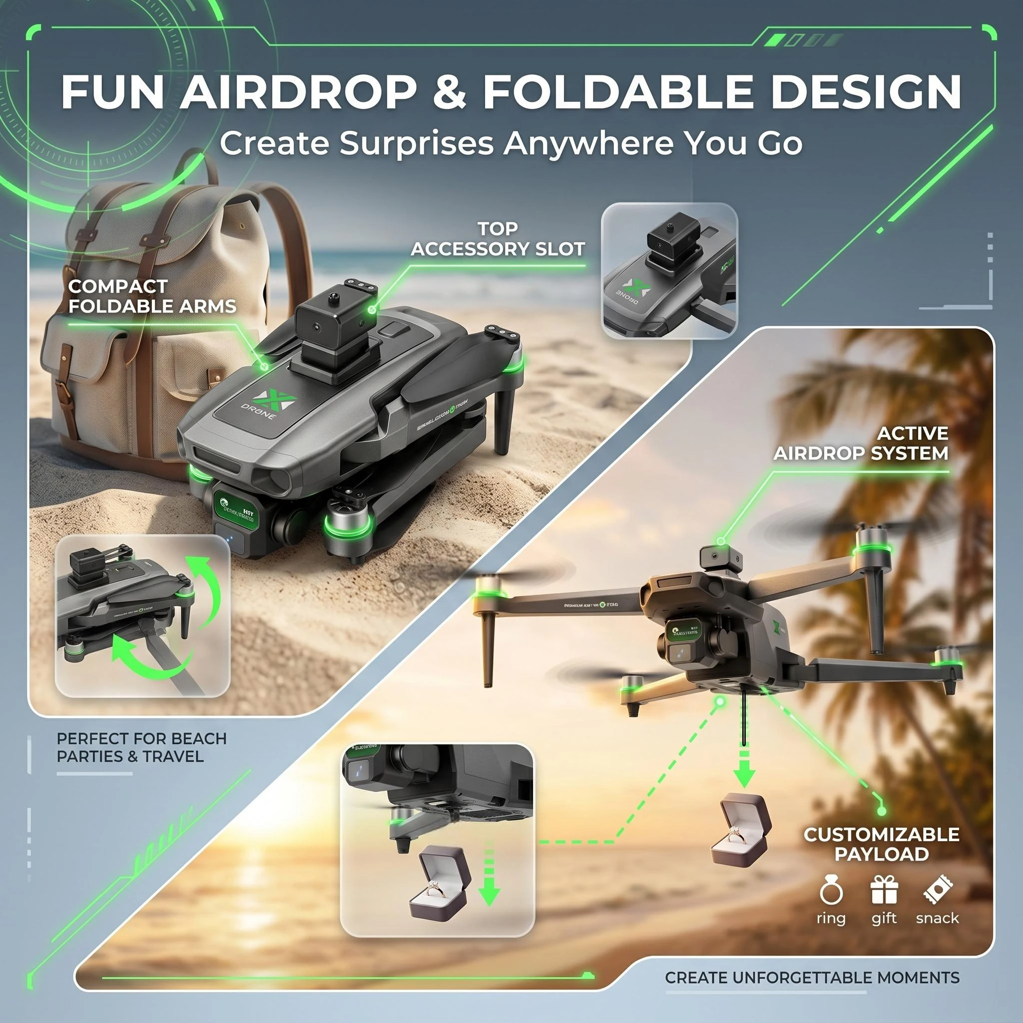 New ZH8 Drone 4K Camera with Screen 20Mins Brushless Motor Flight Airdrop Foldable Quadcopter for Aerial Photography RC Drone
