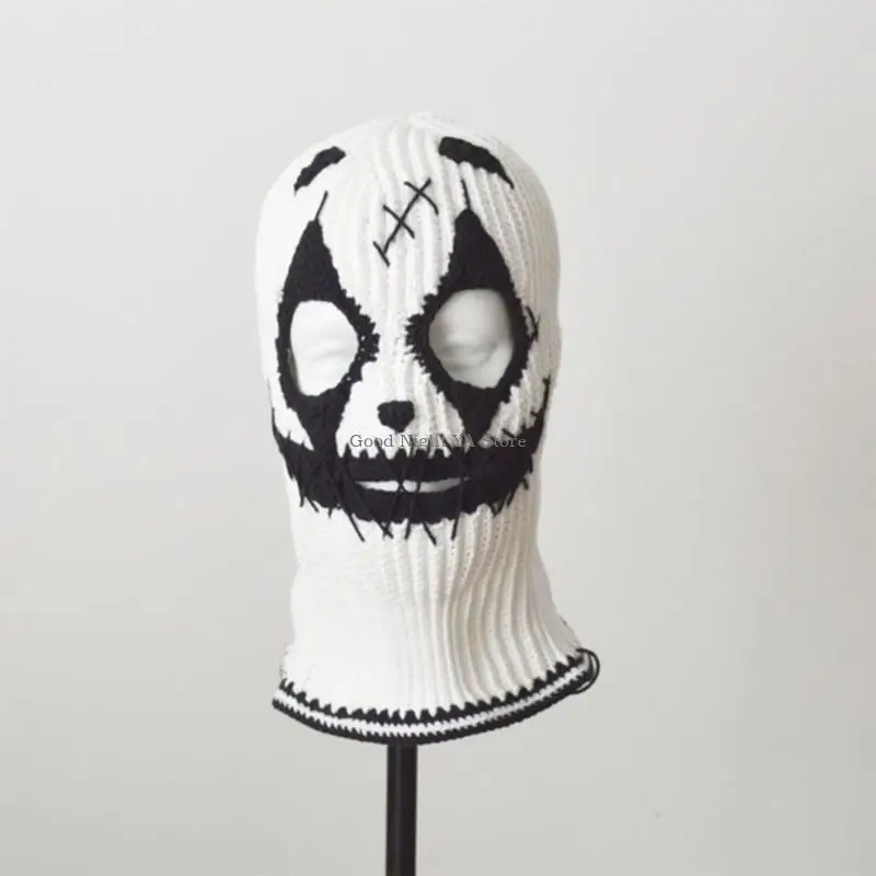 Terrifying Knitted Winter Balaclava Bucket Hat Full-Head Halloween Cosplay