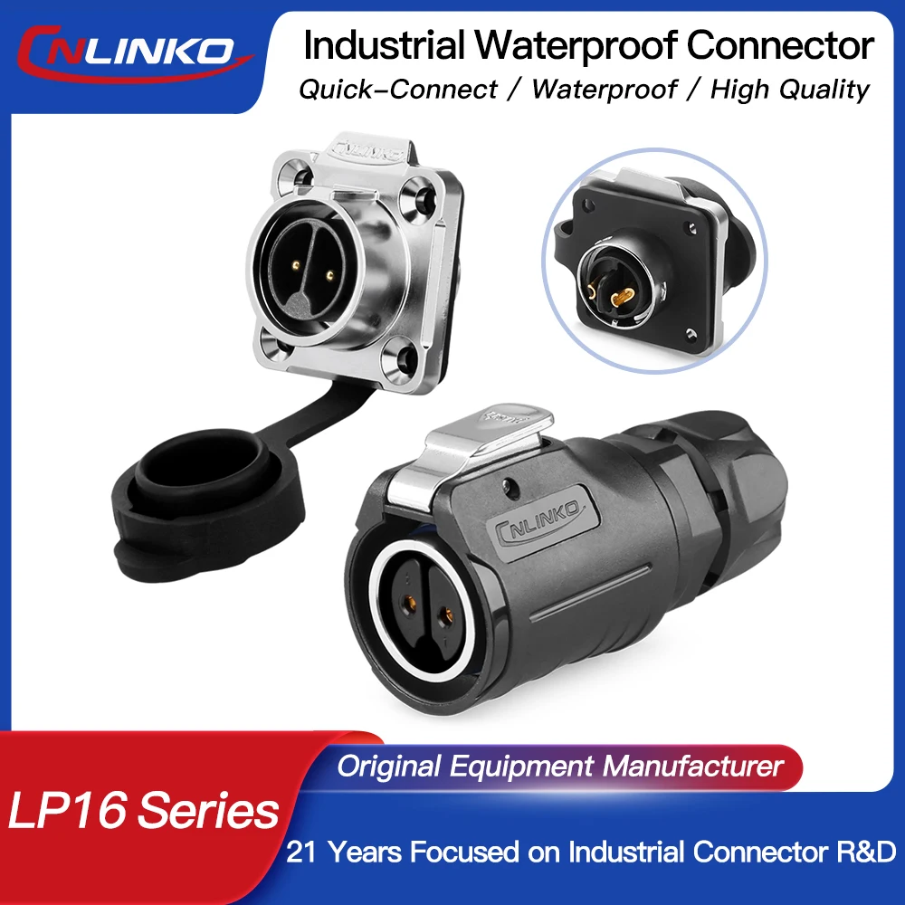 

CNLINKO LP16 Power Cable Connector M16 Reverse Mount Female Plug Male Metal Socket for Automotive Machinery Outdoor Use IP68