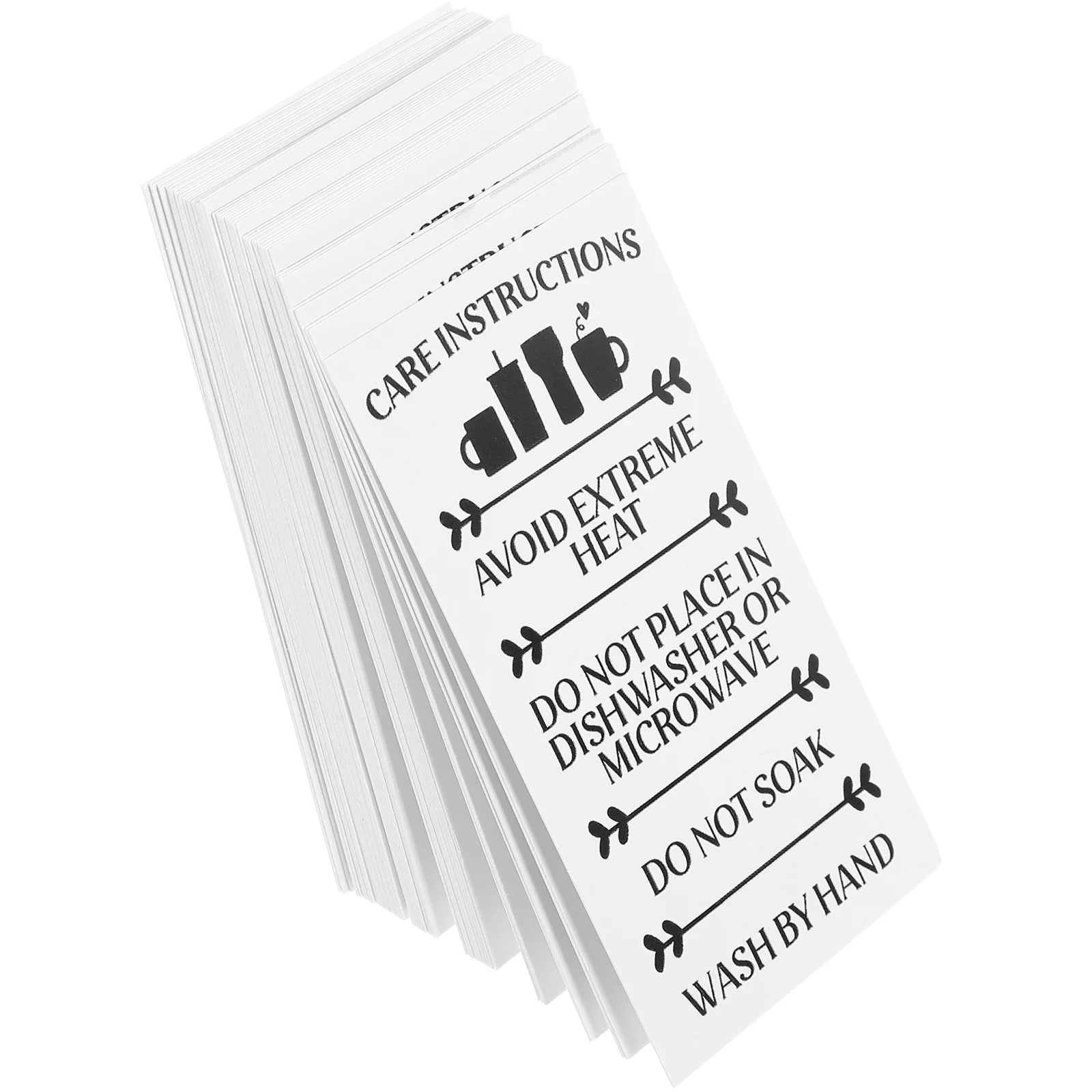 50 Pcs Glass Instruction Card Labels Small Guide Cards Cup Care Paper Tumbler Instructions Package Insert for Customer