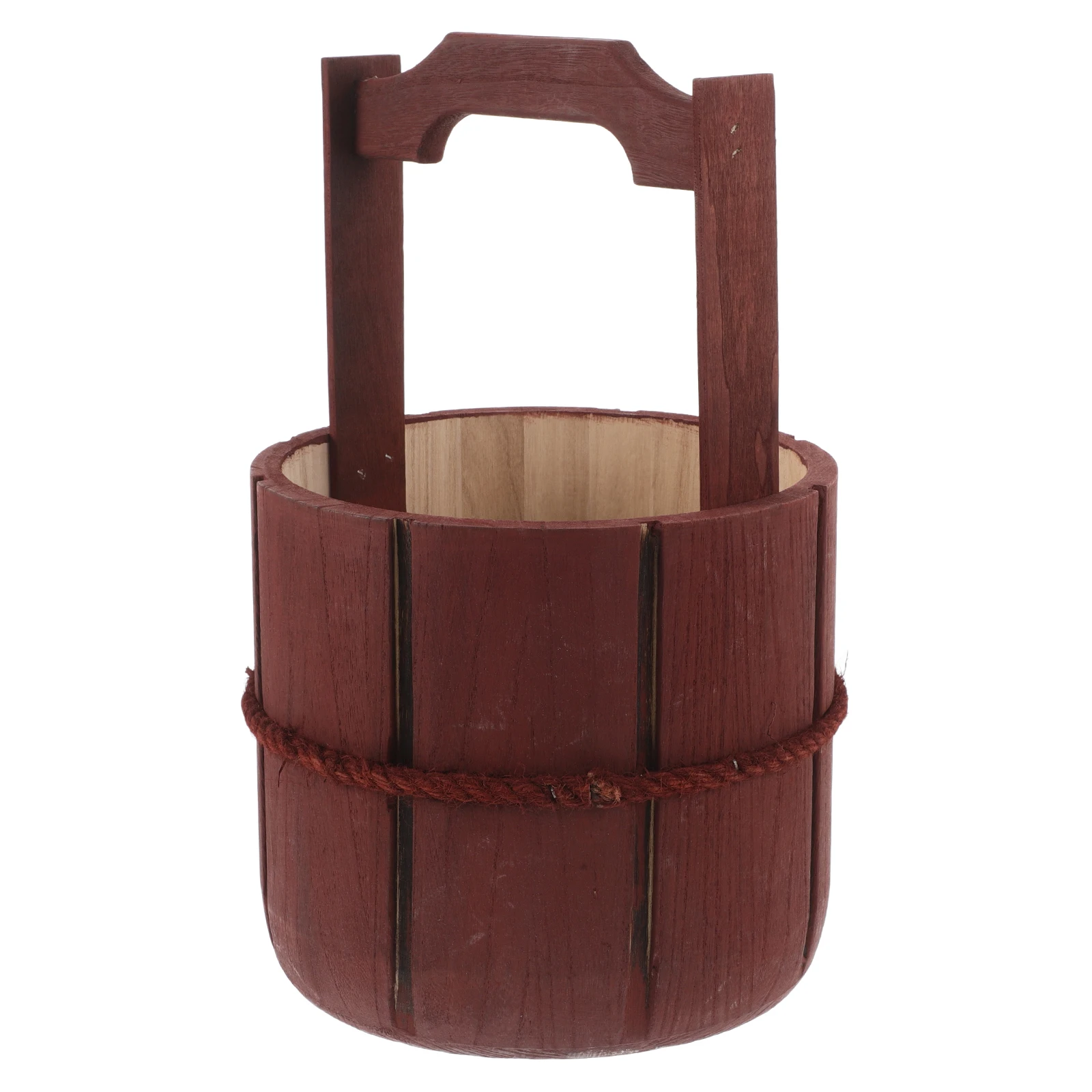

Wooden Bucket Props for Kids Dance Safe Lightweight Versatile Use Childrens Game Stage Decor Storage Basket Barrel Planter