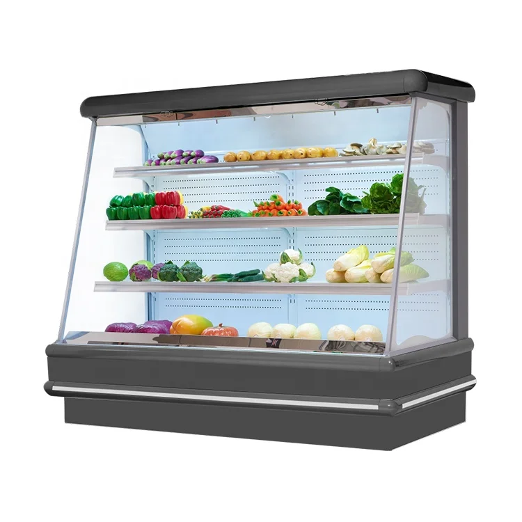 

Морозильный шкаф-витрина для супермаркетов, открытый холодильный прилавок для фруктов и овощей, витрина-холодильник для овощей