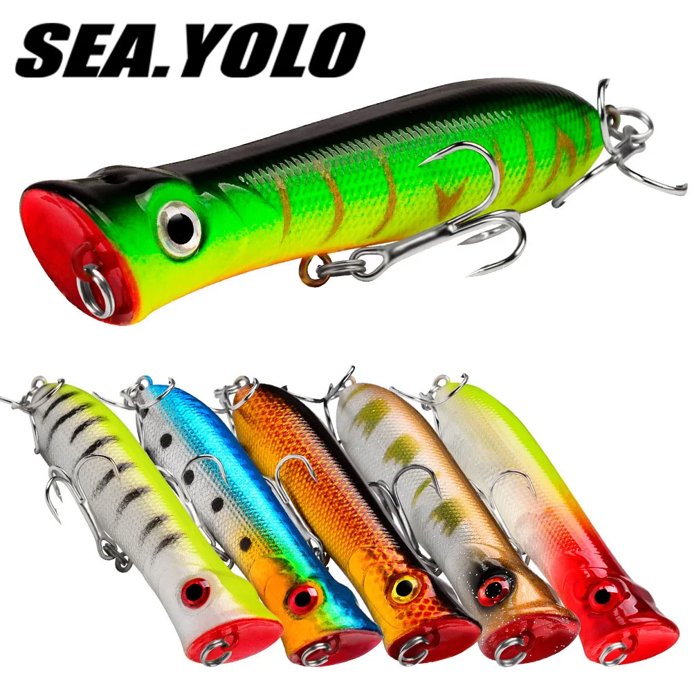 Sea.Yolo 8CM-12G TOPWATER Fishing Lure Floating Popper Lure Artificial Bait Hard Bait for Bass Trout Fishing Accessories