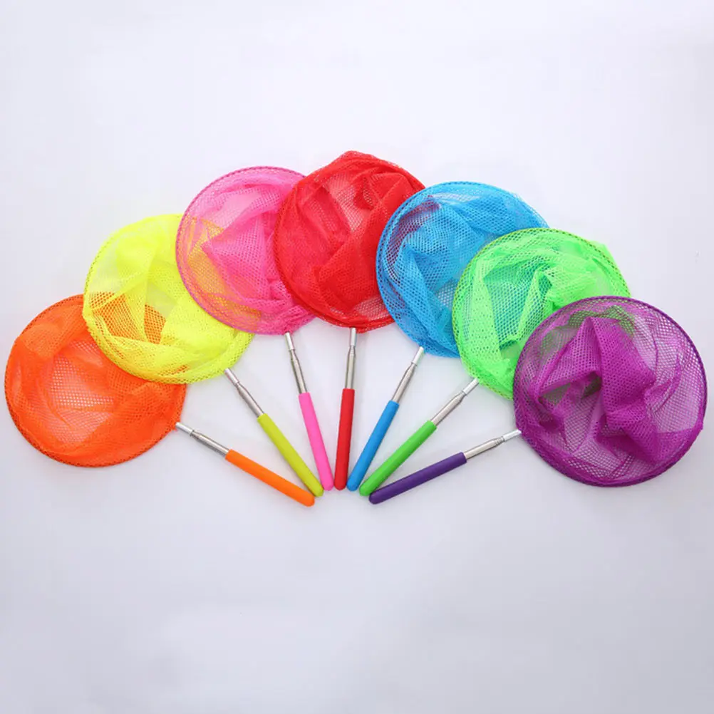 1 set Kit rete da pesca per bambini Reti da pesca telescopiche colorate per bambini Reti da stagno retrattili per insetti all'aperto