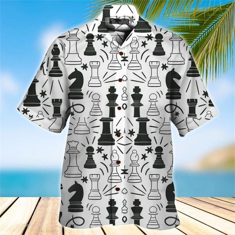 Sommer Hawaiian Schach Grafik Casual Shirt Heißer Verkauf Für Männer 3d Druck Kurzarm Strand Übergroßen Lustige Kleidung Mode Blusen