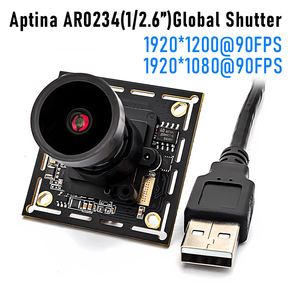 

1080P90FPS Global Shutter USB Camera Module Plug Play M16 Lens High Speed Webcam Module for Machine Vision & Security Monitoring