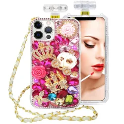 Luxury Rhinestone Perfume Bottle Case for iPhone, Bling Diamond, Crystal Phone Cover,For iPhone 14, 13, 16, 15 Pro Max, 16Plus
