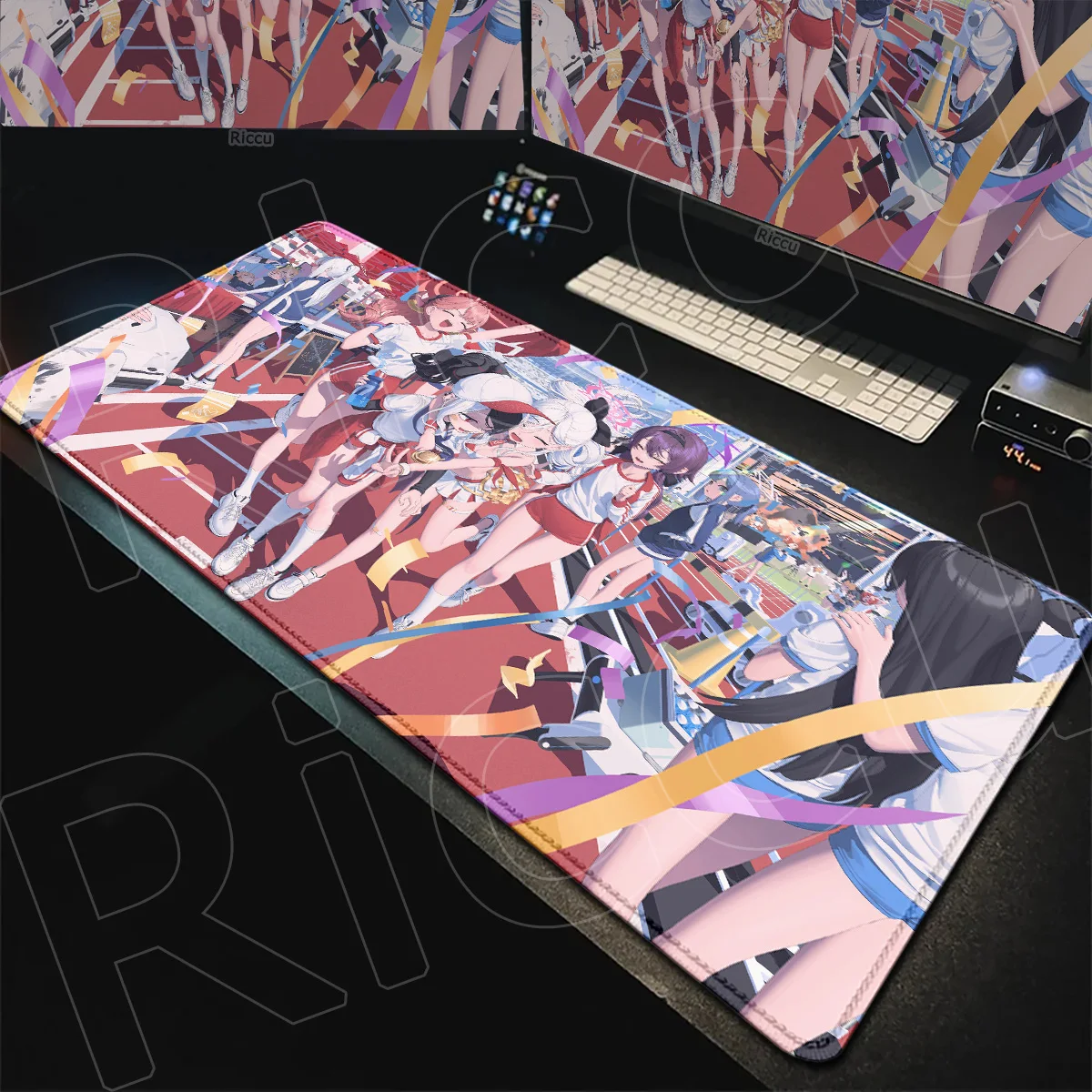 Große Gummi-Tastaturmatte mit genähtem Rand, PC-Gaming-Zubehör, Blue Archive Onikata Kayoko Kawaii Mauspads 900x400mm, Tischunterlage – Detail 15