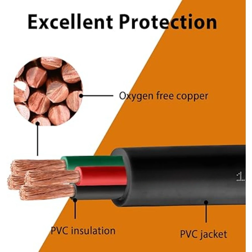 جودة عالية - كابل طاقة محمول 100 قدم 10/4 10 AWG (4 موصلات) - سلك كهربائي SJOOW 300V 10 مقياس لسلاسل المحرك، محمول
