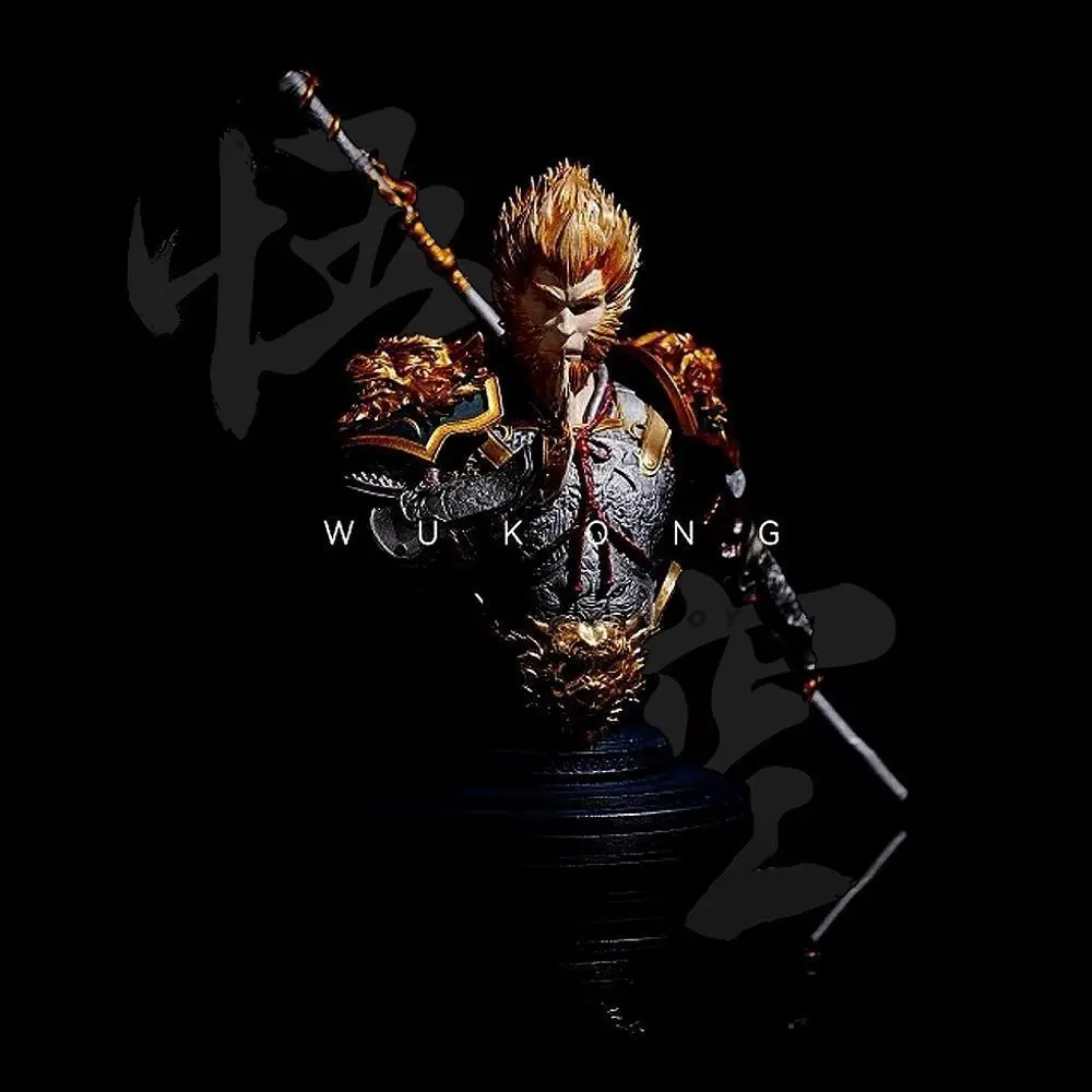 70mm 90mm Black Wukong Bust Model Resin Figure Assembly Model 3D Printed DIY Coloring Self-assembly Figurine Miniature