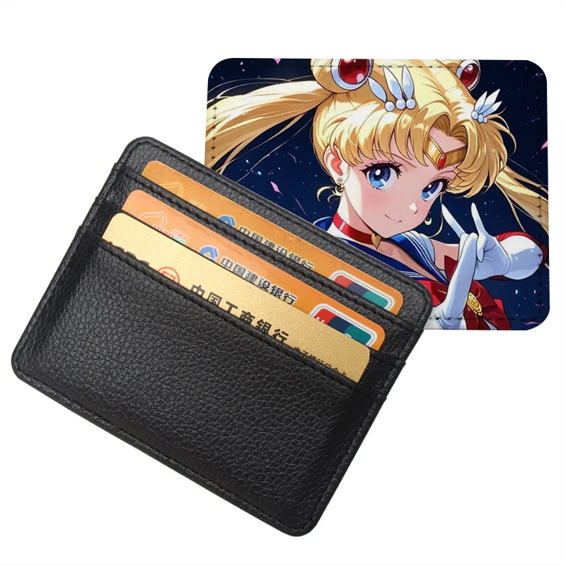 Sailor Moon Münzbörse Niedlicher Anime Kreditkartenhalter PU-Geldbörse Ausweishülle Tasche für Männer und Frauen Modisch 3-Fach Kartenhalter Geschenk
