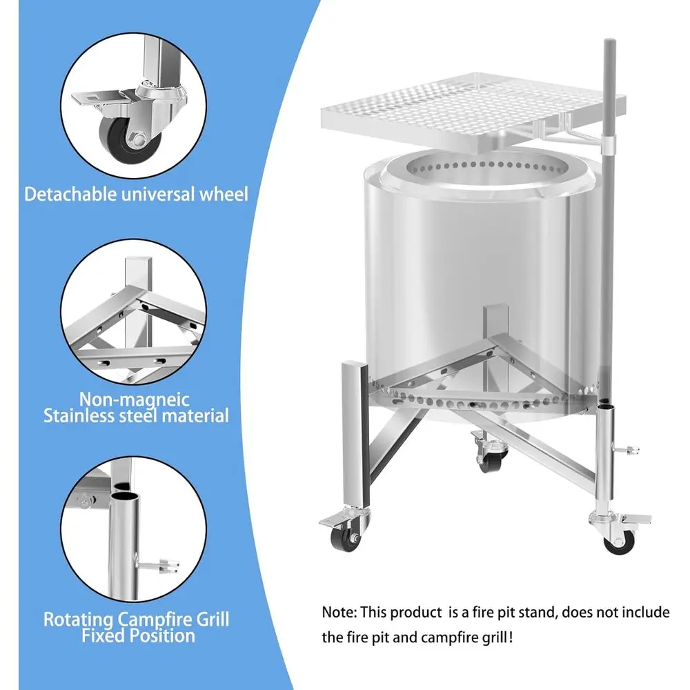 Supporto per braciere regolabile in acciaio inossidabile per caminetti da esterno, adatto a 15-27 pozzi