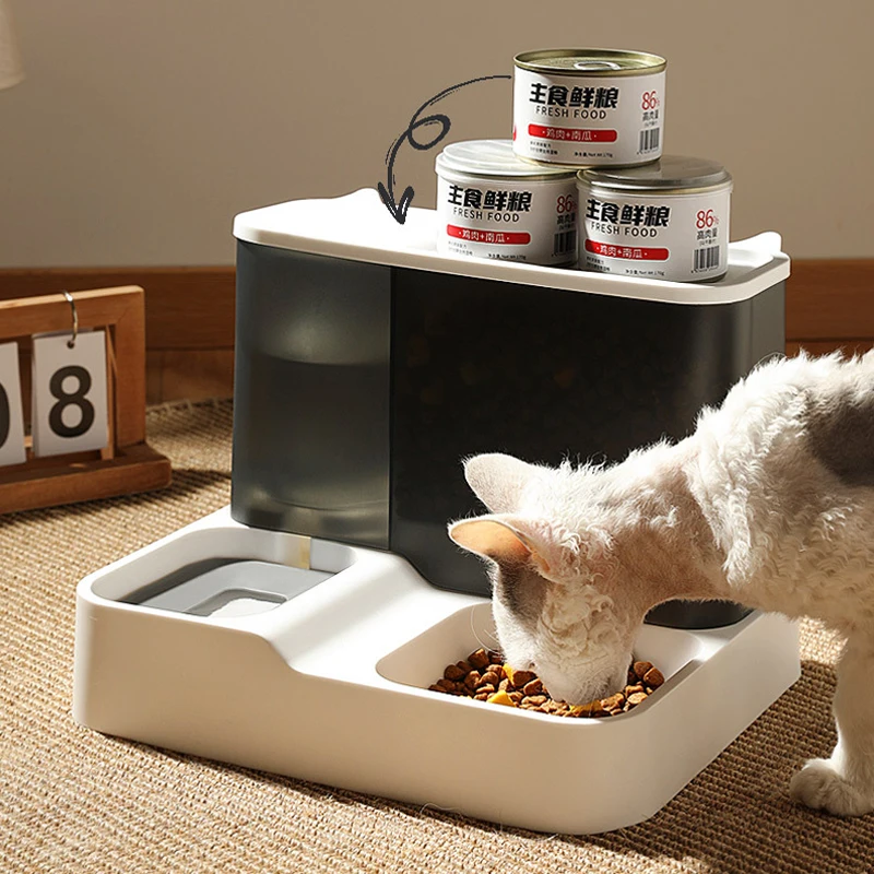 

Cat Food 2 in 1 Dispenser Feeder Dog Feeding & Watering Supplies Automatic Feeder Cats Dogs Drinking Water Bowl Pet Products