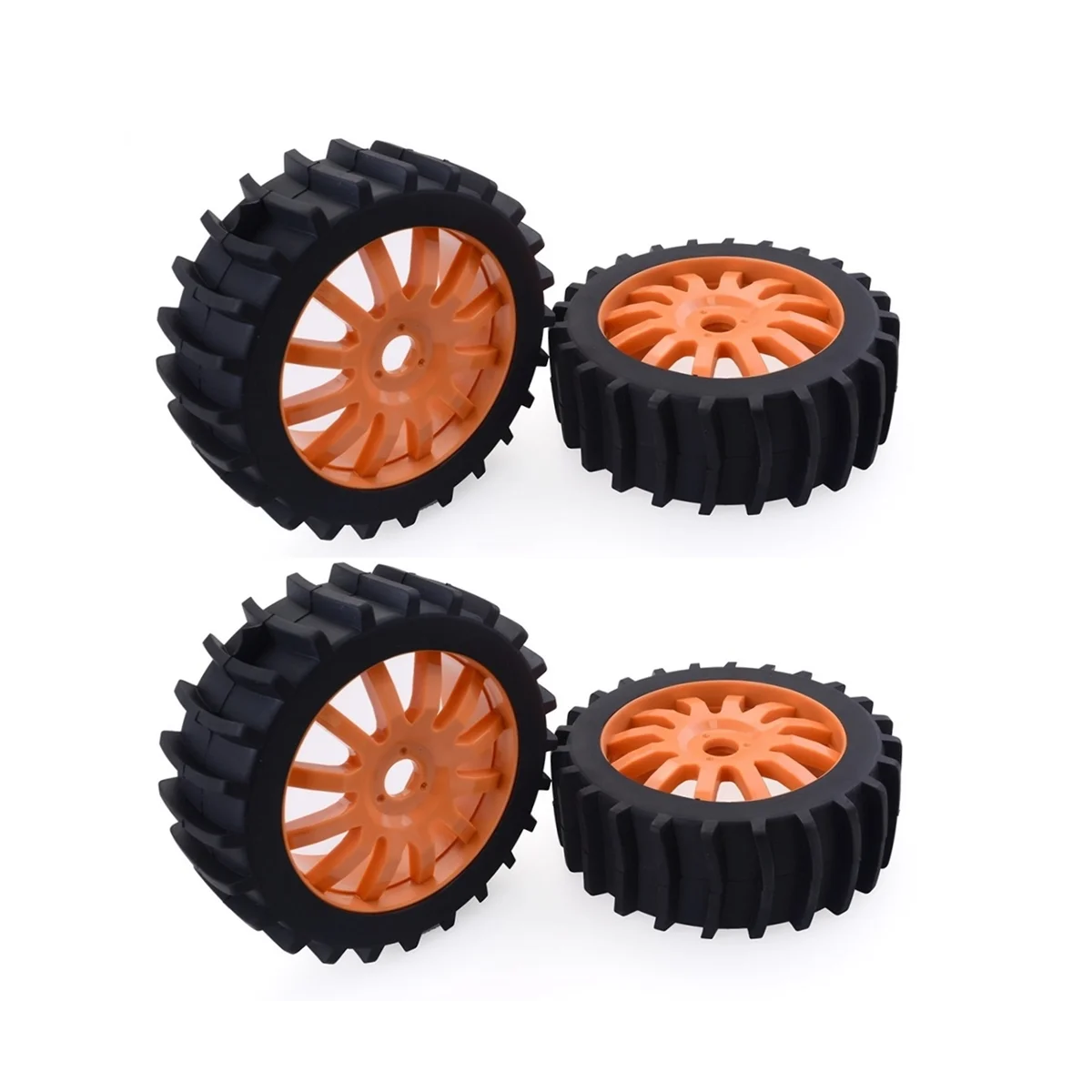 4Pcs 120Mm Snow Sand Paddle Tire Wheel Tyre 17Mm Hex for 1/8 Arrma Traxxas Redcat Team Losi HPI HSP Baja RC Car,Orange