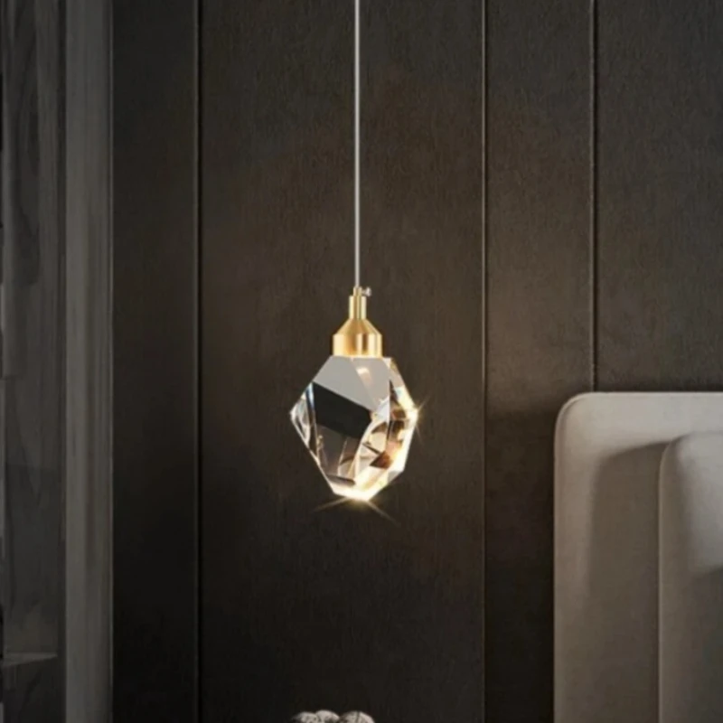 Crystal Led Pendant Lamps Modern Light-luxury Bedroom Small Chandelier Kitchen Island Lamp Interior Decoration Lighting Fixtures
