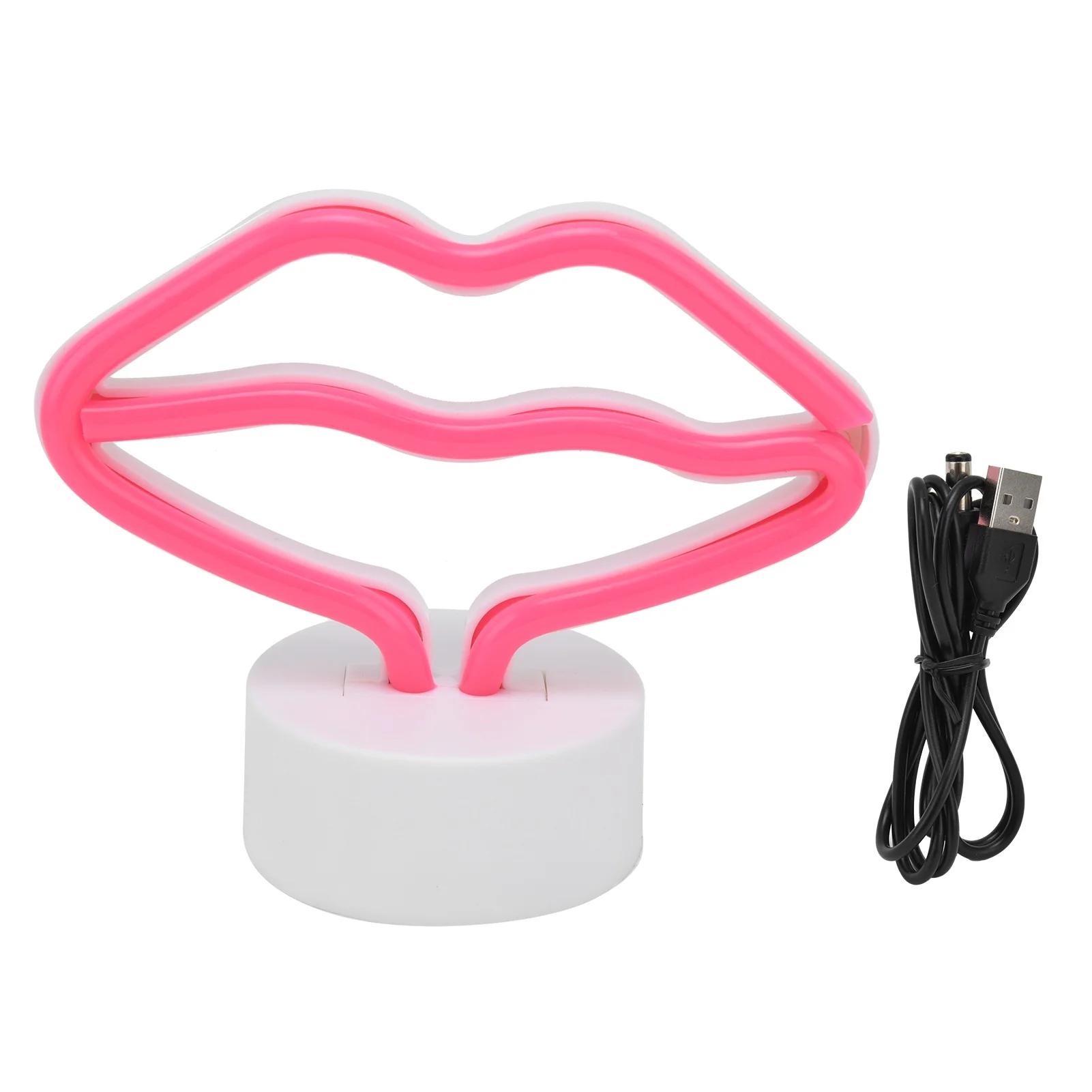 

Lip Shaped LED Neon Signs with Stand USB Powered Neon Light Lamp for Baby Room Party