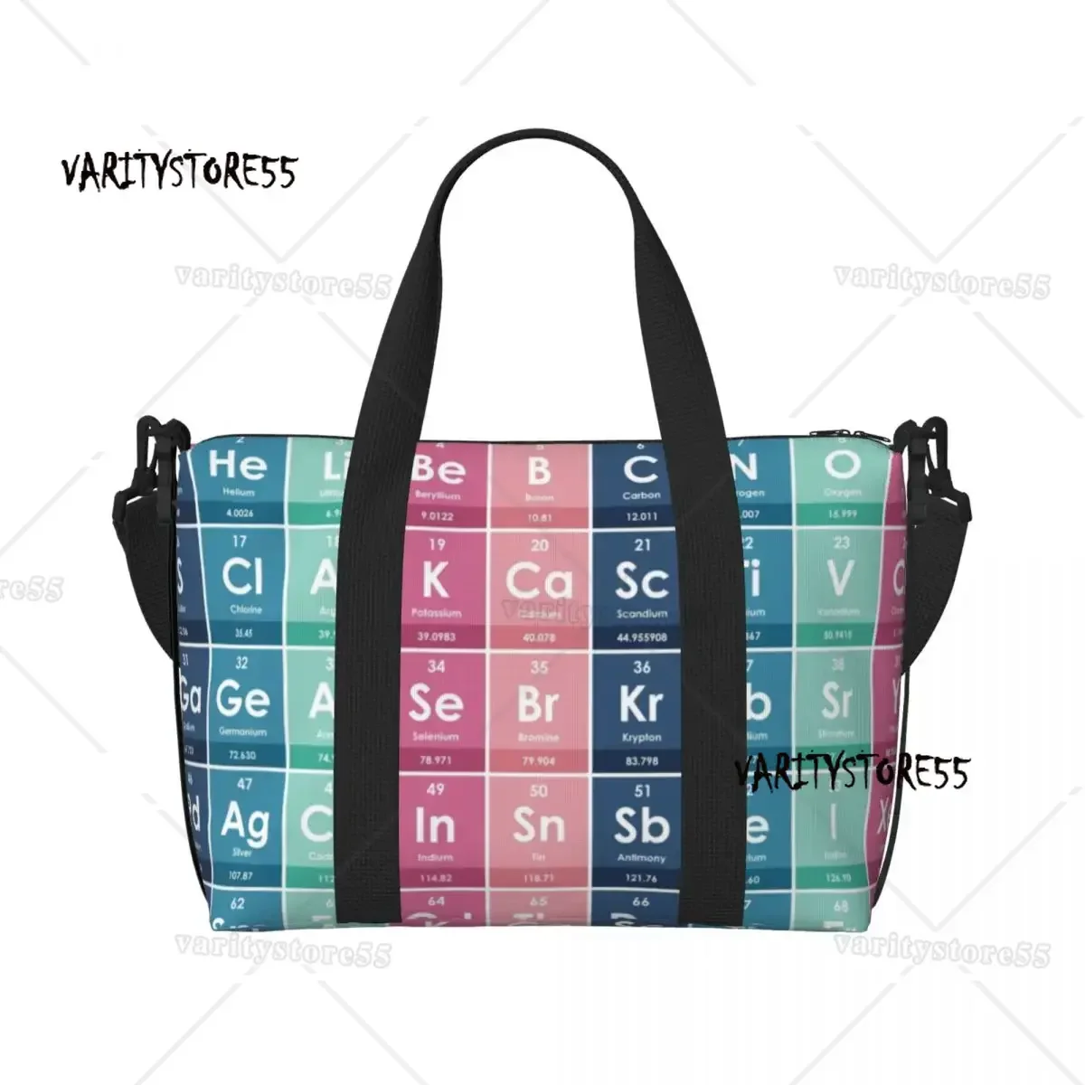 

Custom Elements Of The Periodic Table Tote Bag for Women Large Capacity Education Student Beach Gym Travel Bags