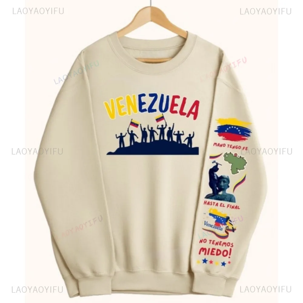 We Are Not Afraid Venezuela Libre Flag Print Long Sleeve Pullover Venezuelan Men and Women Are Suitable for Sweatshirt Clothing