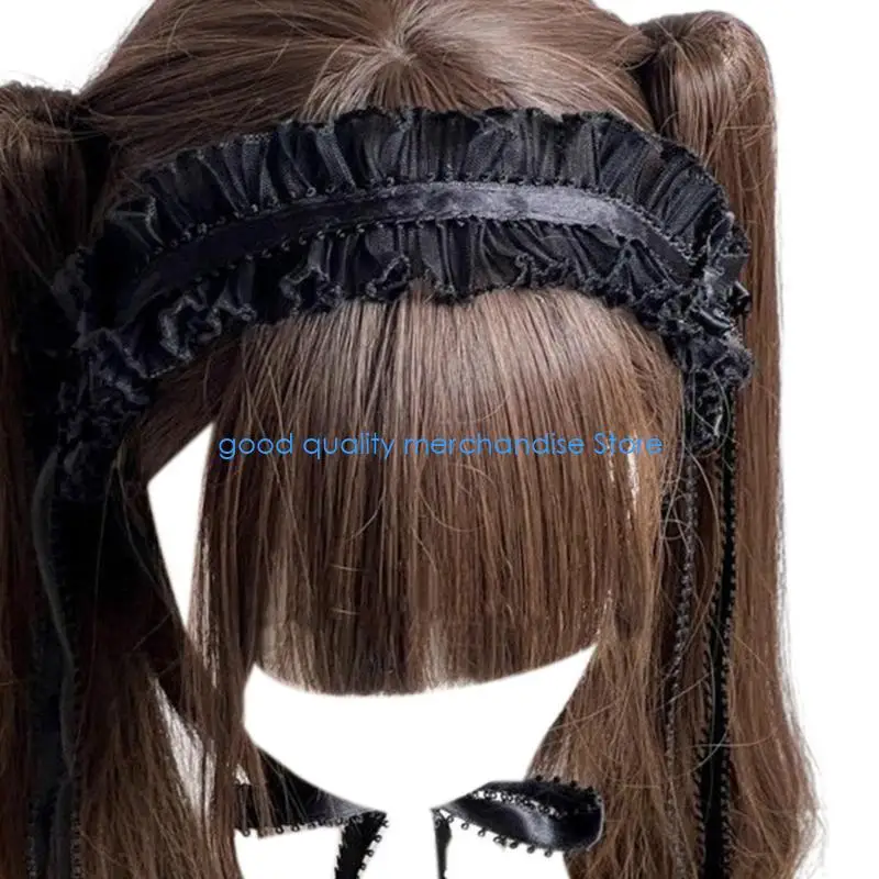 

Y5JD женский готический кружевной головной убор с бантом и красивой кружевной лентой, повязка на голову, субкультура, косплей, с