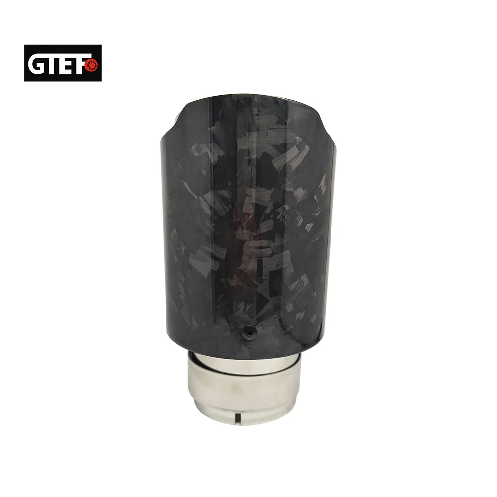 GTEFO 1PCS Universal Car Accessories Satin Weave Carbon Fiber Exhaust Stainless Steel Exhaust Tips Mufflers Nozzle Tip With Logo
