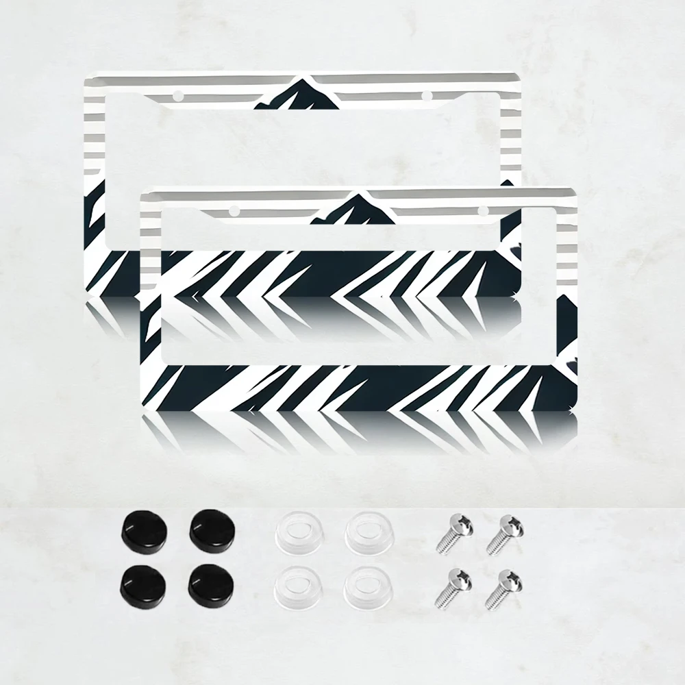 

2PC Mountain Aluminum License Plate Frame - 6 x 12 Inch US Standard Size, Decorative Car License Plate Bracket, 2 Holes