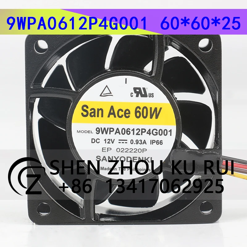 Sanyo 5V 24V 48V DC 12V 0.93A AC EC 6025 60x60x25MM 6CM Large speed low power consumption Axial flow 9WPA0612P4G001 Cooling fan