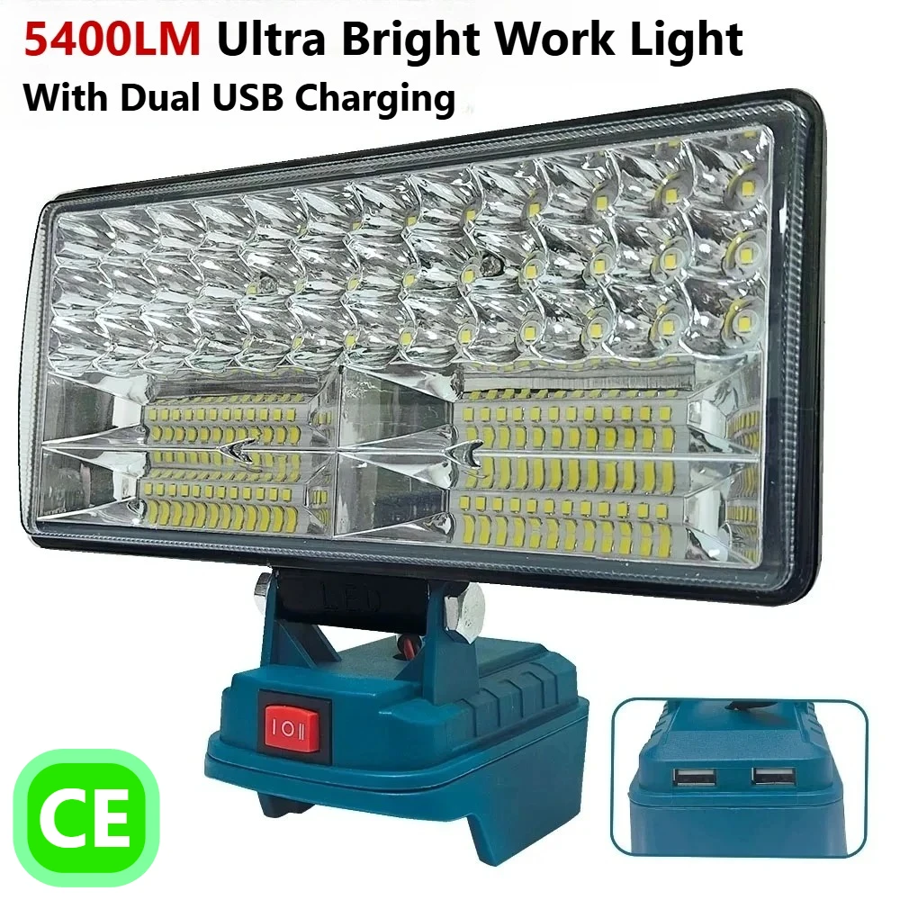 מנורת עבודה LED 3/4/8 אינץ' עבור Makita 14.4V 18V מנורת סוללה Li-ion עם פנס חיצוני USB פנס קמפינג אור חירום