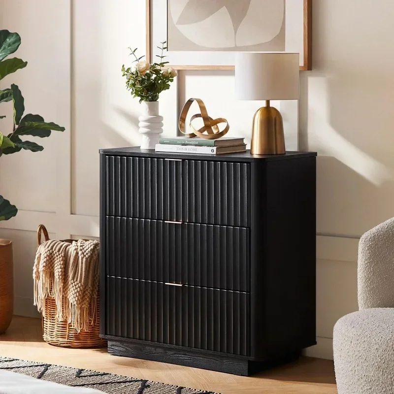 

mopio Brooklyn Dresser for Bedroom, Mid Century Modern Chest of Drawers, Wood Tall Nightstand, Waveform Fluted Side Table