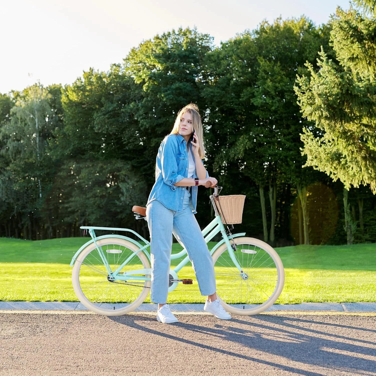 Darmowa wysyłka Rower dziecięcy 24 cale z funkcjami komfortowymi, antypoślizgowymi oponami, stabilnością, regulowanym skórzanym siedziskiem i pełną osłoną łańcucha.
